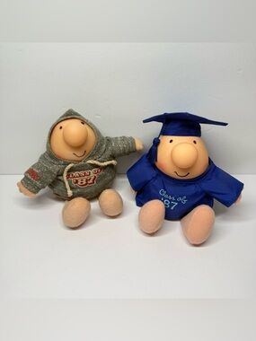 Vintage Ziggy Class of 1987 Graduate Doll Lot of 2 Tom Wilson American Greetings